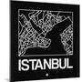 Black Map of Istanbul-NaxArt-Mounted Art Print