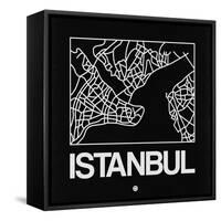 Black Map of Istanbul-NaxArt-Framed Stretched Canvas