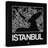 Black Map of Istanbul-NaxArt-Stretched Canvas