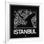 Black Map of Istanbul-NaxArt-Framed Art Print