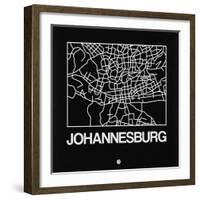 Black Map of Johannesburg-NaxArt-Framed Art Print