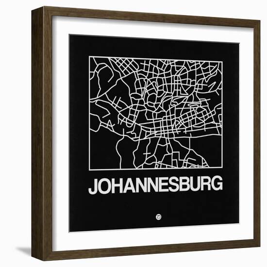 Black Map of Johannesburg-NaxArt-Framed Art Print