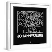 Black Map of Johannesburg-NaxArt-Framed Art Print