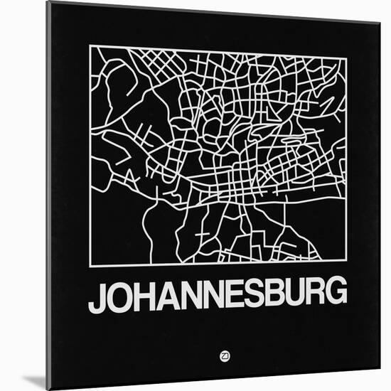 Black Map of Johannesburg-NaxArt-Mounted Art Print