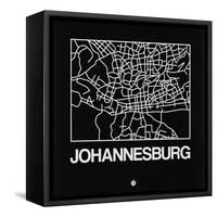 Black Map of Johannesburg-NaxArt-Framed Stretched Canvas