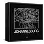 Black Map of Johannesburg-NaxArt-Framed Stretched Canvas