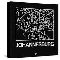 Black Map of Johannesburg-NaxArt-Stretched Canvas