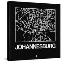 Black Map of Johannesburg-NaxArt-Stretched Canvas