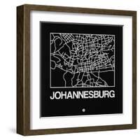 Black Map of Johannesburg-NaxArt-Framed Art Print