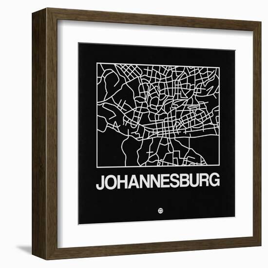 Black Map of Johannesburg-NaxArt-Framed Art Print