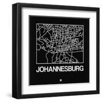 Black Map of Johannesburg-NaxArt-Framed Art Print