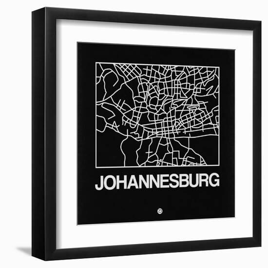 Black Map of Johannesburg-NaxArt-Framed Art Print