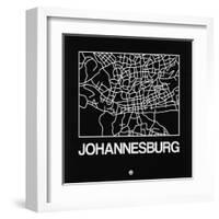 Black Map of Johannesburg-NaxArt-Framed Art Print