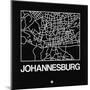 Black Map of Johannesburg-NaxArt-Mounted Art Print