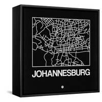 Black Map of Johannesburg-NaxArt-Framed Stretched Canvas