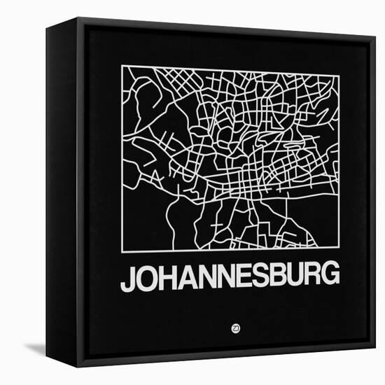 Black Map of Johannesburg-NaxArt-Framed Stretched Canvas