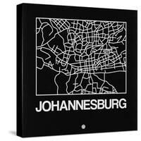 Black Map of Johannesburg-NaxArt-Stretched Canvas