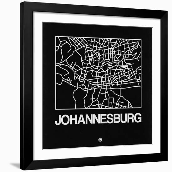 Black Map of Johannesburg-NaxArt-Framed Art Print