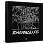 Black Map of Johannesburg-NaxArt-Framed Stretched Canvas