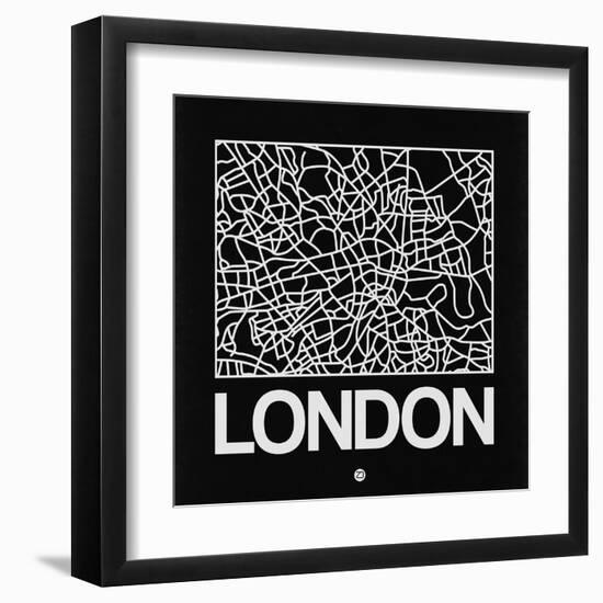 Black Map of London-NaxArt-Framed Art Print