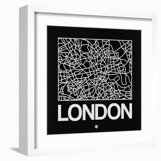 Black Map of London-NaxArt-Framed Art Print