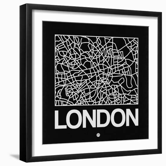 Black Map of London-NaxArt-Framed Art Print