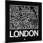 Black Map of London-NaxArt-Mounted Art Print