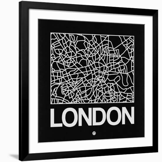 Black Map of London-NaxArt-Framed Art Print