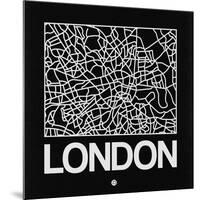 Black Map of London-NaxArt-Mounted Art Print