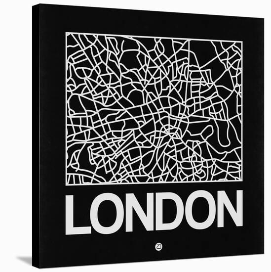 Black Map of London-NaxArt-Stretched Canvas