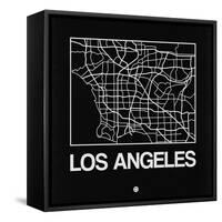 Black Map of Los Angeles-NaxArt-Framed Stretched Canvas