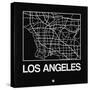 Black Map of Los Angeles-NaxArt-Stretched Canvas