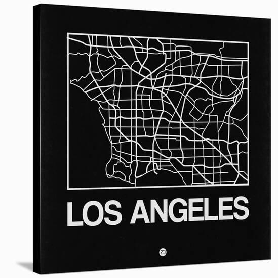 Black Map of Los Angeles-NaxArt-Stretched Canvas