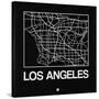Black Map of Los Angeles-NaxArt-Stretched Canvas