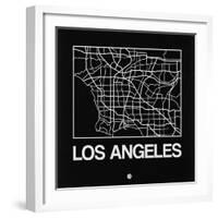 Black Map of Los Angeles-NaxArt-Framed Art Print