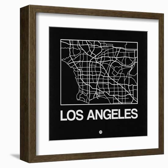 Black Map of Los Angeles-NaxArt-Framed Art Print