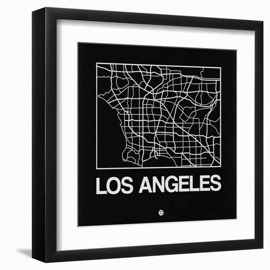 Black Map of Los Angeles-NaxArt-Framed Art Print