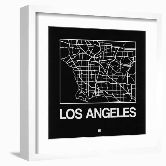 Black Map of Los Angeles-NaxArt-Framed Art Print