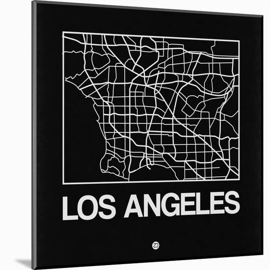 Black Map of Los Angeles-NaxArt-Mounted Art Print