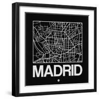 Black Map of Madrid-NaxArt-Framed Art Print
