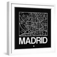 Black Map of Madrid-NaxArt-Framed Art Print