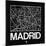Black Map of Madrid-NaxArt-Mounted Art Print