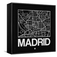 Black Map of Madrid-NaxArt-Framed Stretched Canvas