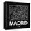 Black Map of Madrid-NaxArt-Framed Stretched Canvas