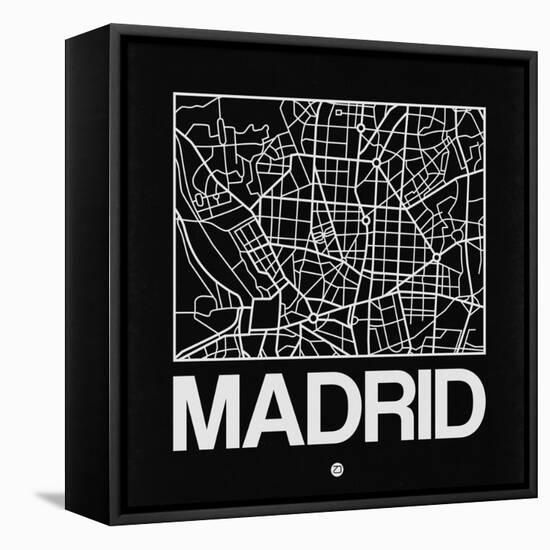 Black Map of Madrid-NaxArt-Framed Stretched Canvas