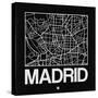 Black Map of Madrid-NaxArt-Stretched Canvas