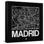 Black Map of Madrid-NaxArt-Framed Stretched Canvas