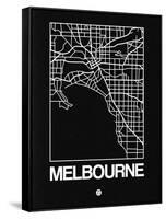 Black Map of Melbourne-NaxArt-Framed Stretched Canvas