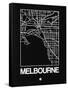 Black Map of Melbourne-NaxArt-Framed Stretched Canvas