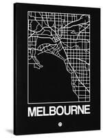 Black Map of Melbourne-NaxArt-Stretched Canvas